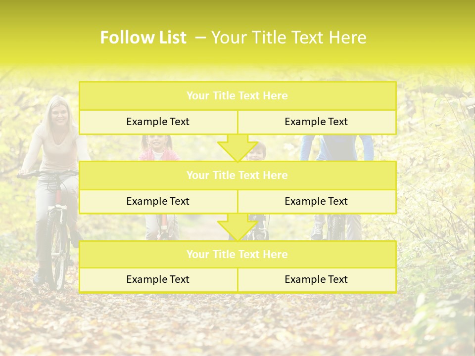 A Family Riding Bikes Through A Wooded Area PowerPoint Template