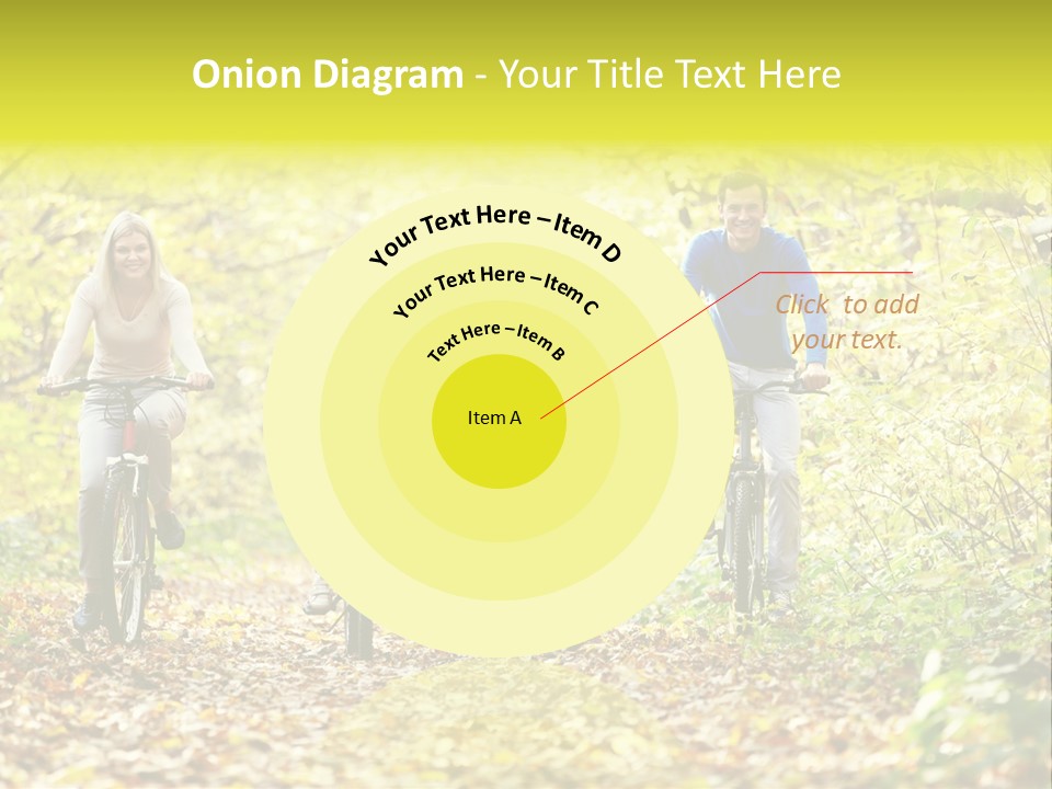 A Family Riding Bikes Through A Wooded Area PowerPoint Template