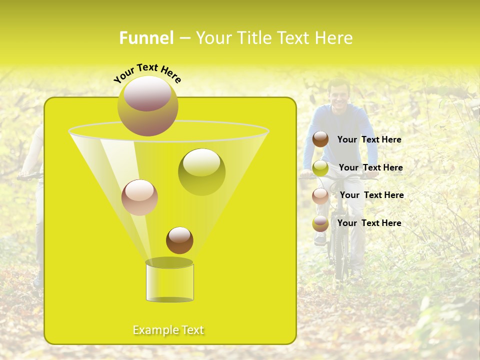 A Family Riding Bikes Through A Wooded Area PowerPoint Template