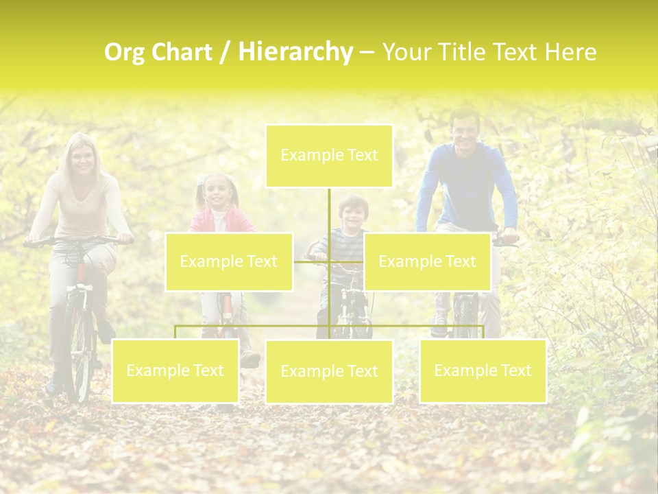 A Family Riding Bikes Through A Wooded Area PowerPoint Template