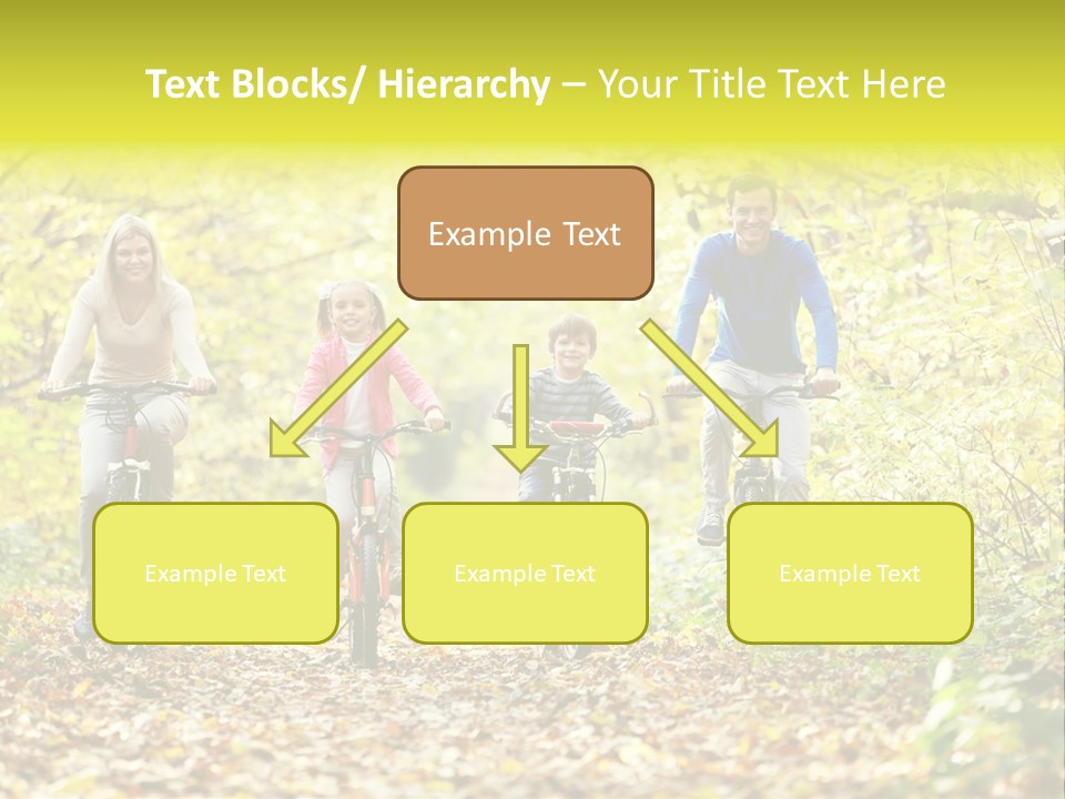 A Family Riding Bikes Through A Wooded Area PowerPoint Template