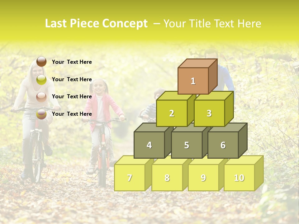 A Family Riding Bikes Through A Wooded Area PowerPoint Template