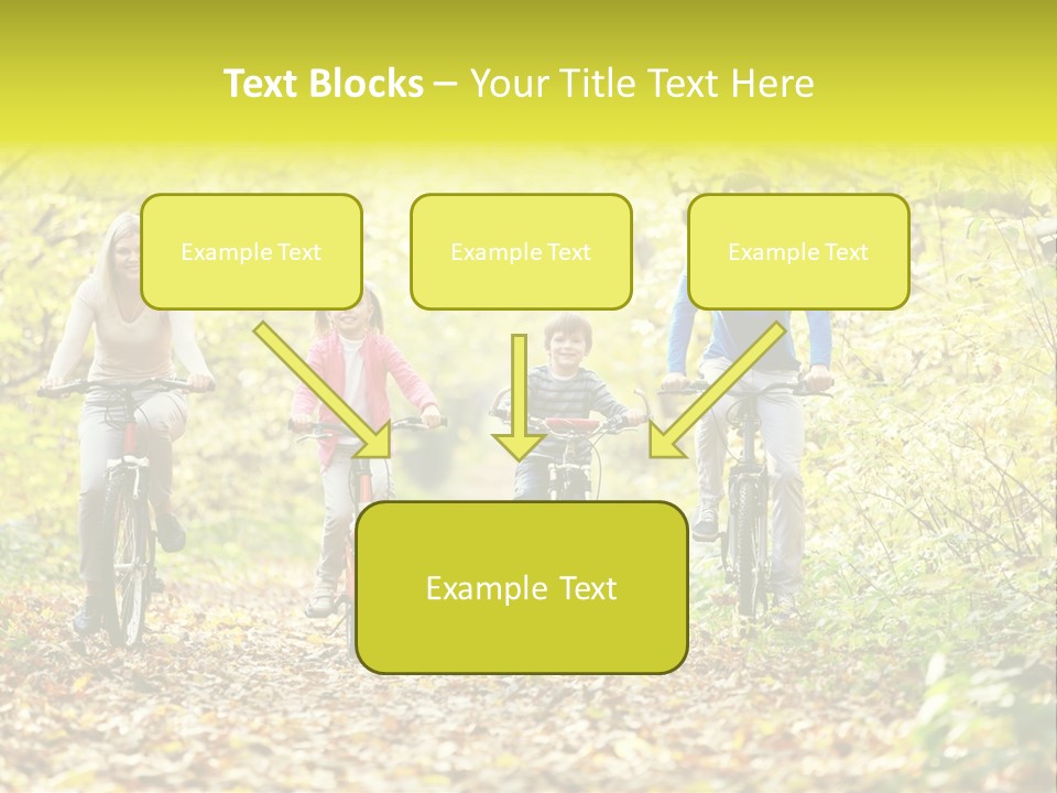A Family Riding Bikes Through A Wooded Area PowerPoint Template