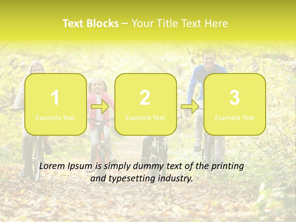 A Family Riding Bikes Through A Wooded Area PowerPoint Template