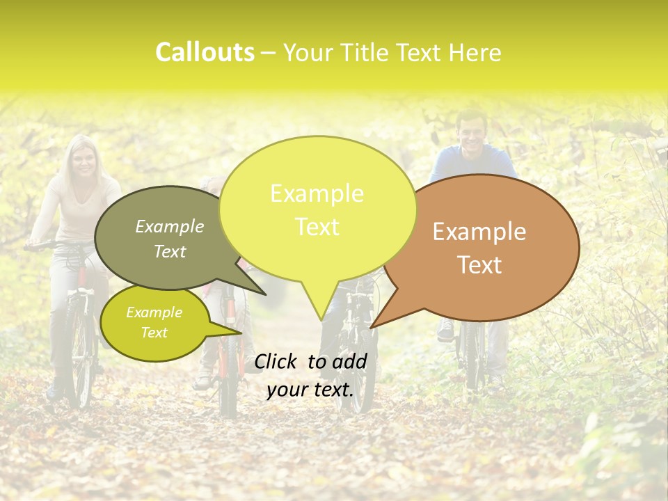 A Family Riding Bikes Through A Wooded Area PowerPoint Template