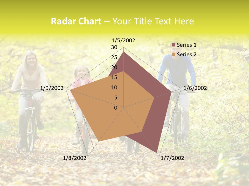 A Family Riding Bikes Through A Wooded Area PowerPoint Template