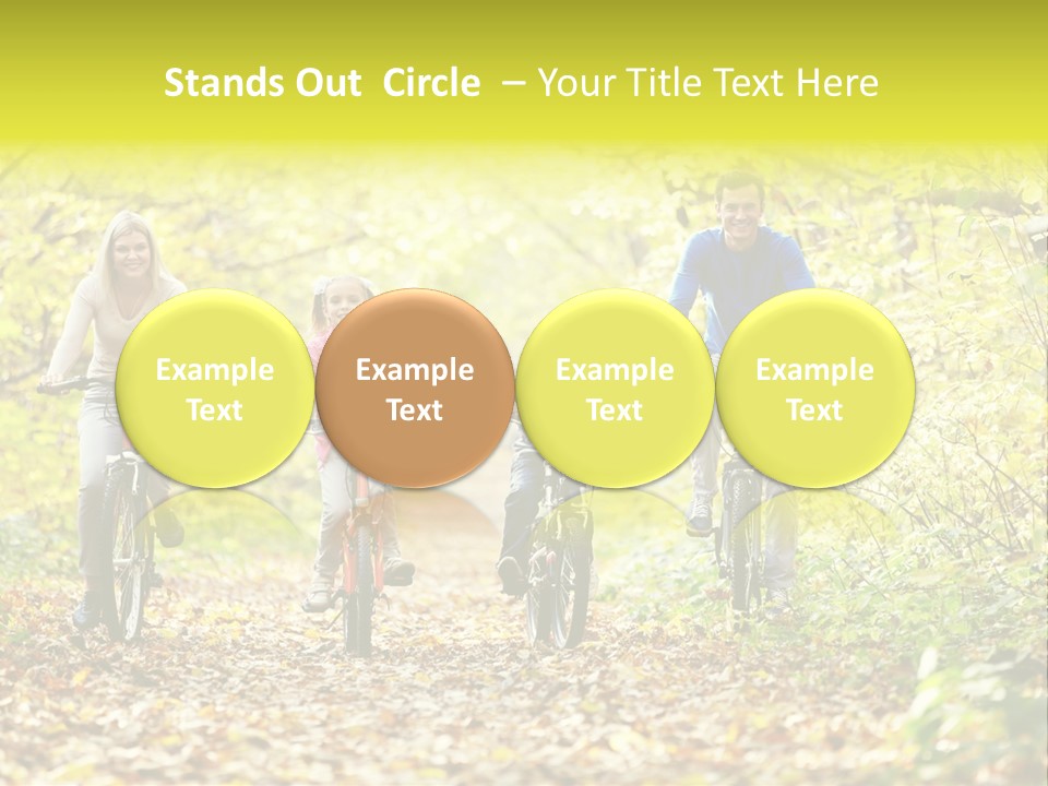 A Family Riding Bikes Through A Wooded Area PowerPoint Template