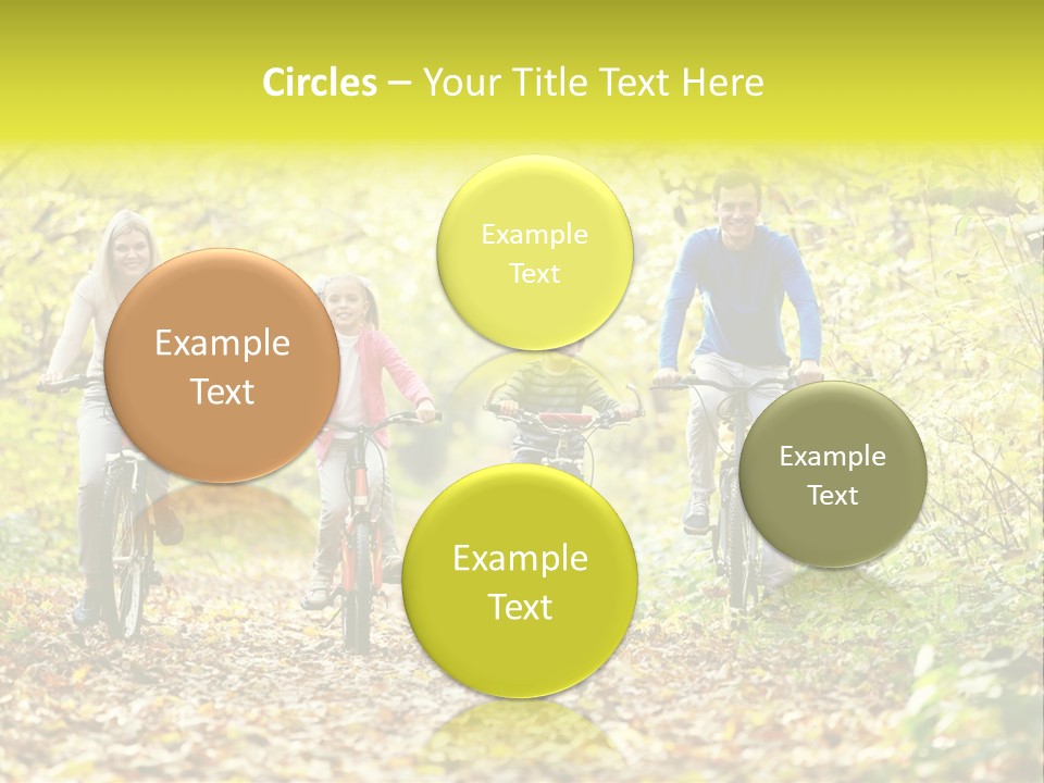 A Family Riding Bikes Through A Wooded Area PowerPoint Template