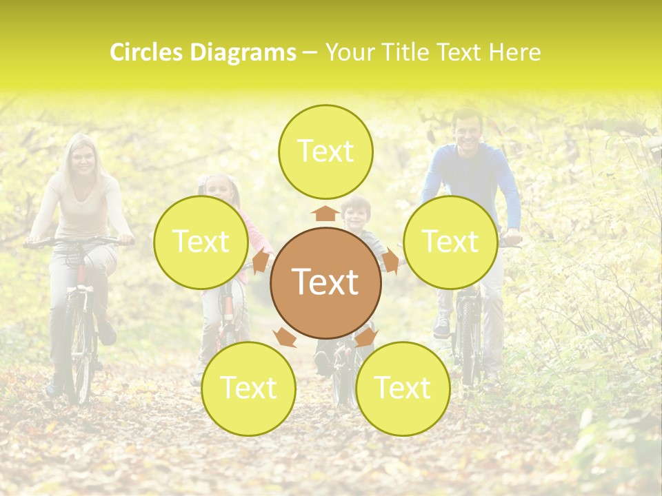 A Family Riding Bikes Through A Wooded Area PowerPoint Template