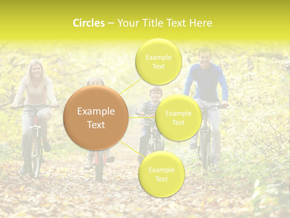 A Family Riding Bikes Through A Wooded Area PowerPoint Template
