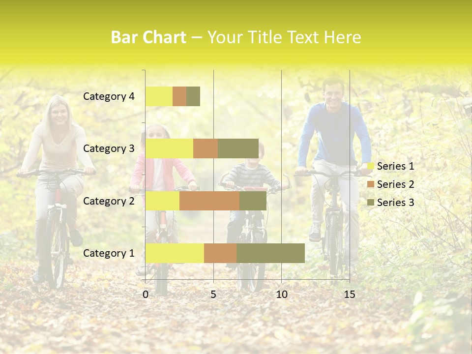 A Family Riding Bikes Through A Wooded Area PowerPoint Template