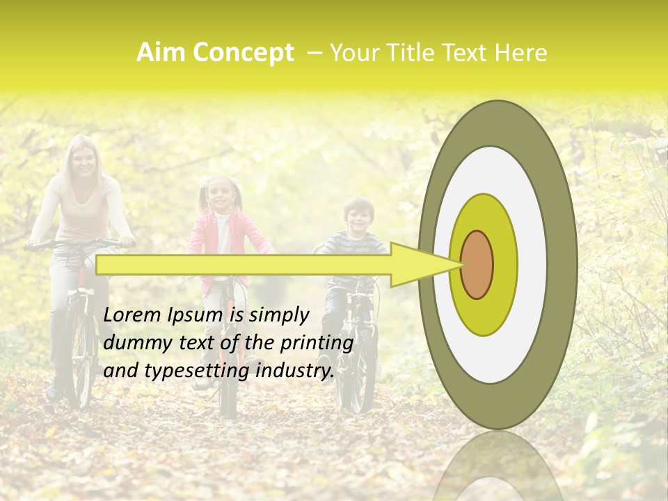 A Family Riding Bikes Through A Wooded Area PowerPoint Template