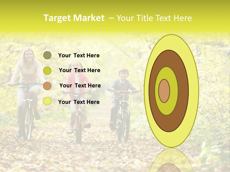 A Family Riding Bikes Through A Wooded Area PowerPoint Template
