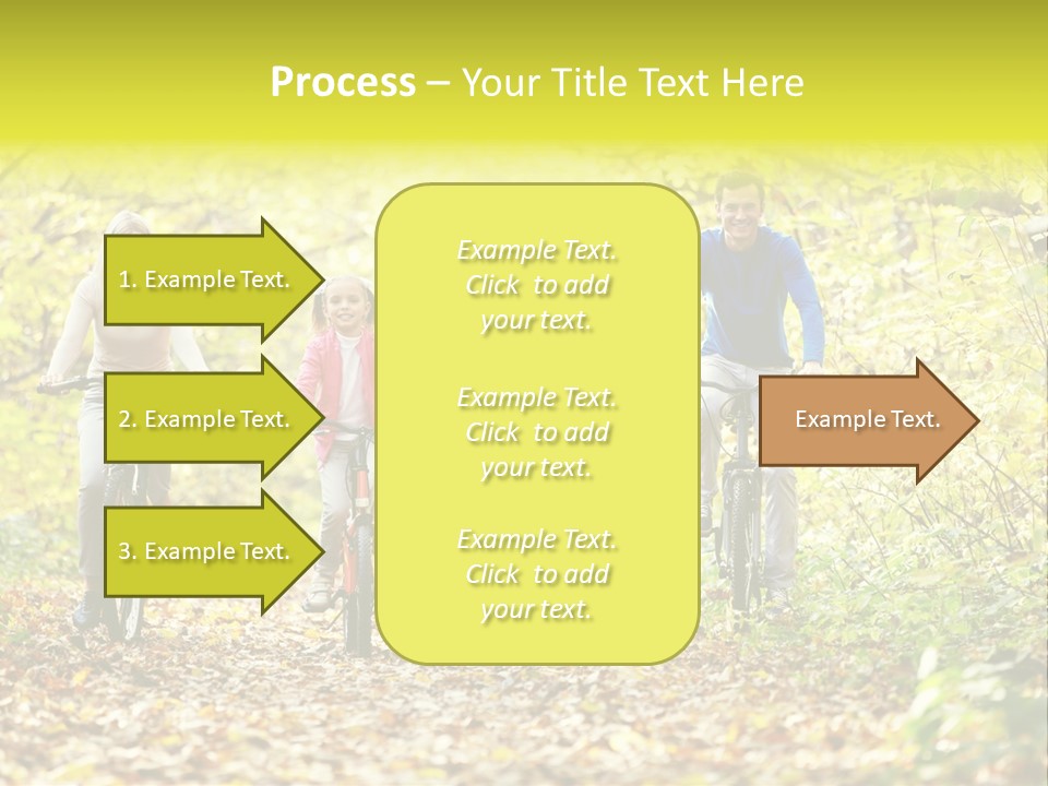 A Family Riding Bikes Through A Wooded Area PowerPoint Template