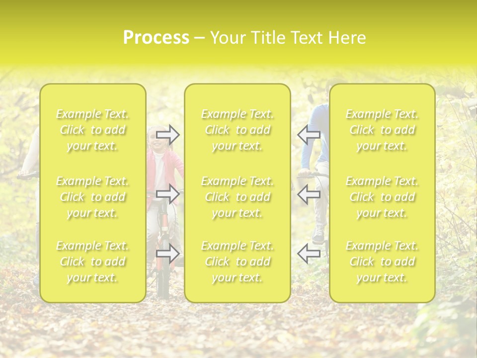 A Family Riding Bikes Through A Wooded Area PowerPoint Template