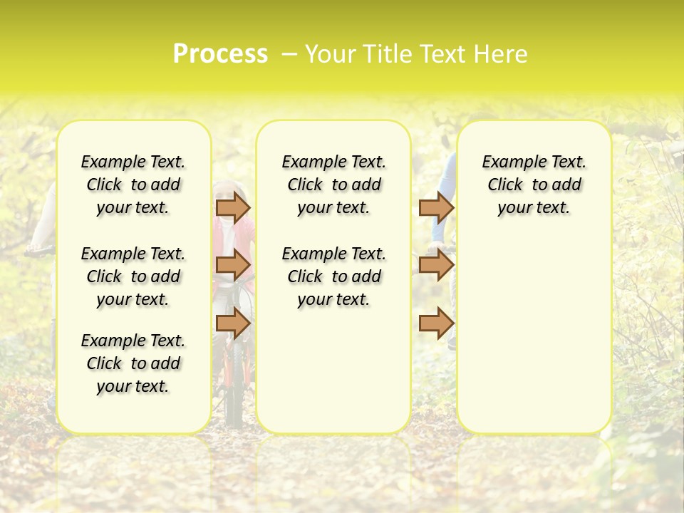 A Family Riding Bikes Through A Wooded Area PowerPoint Template