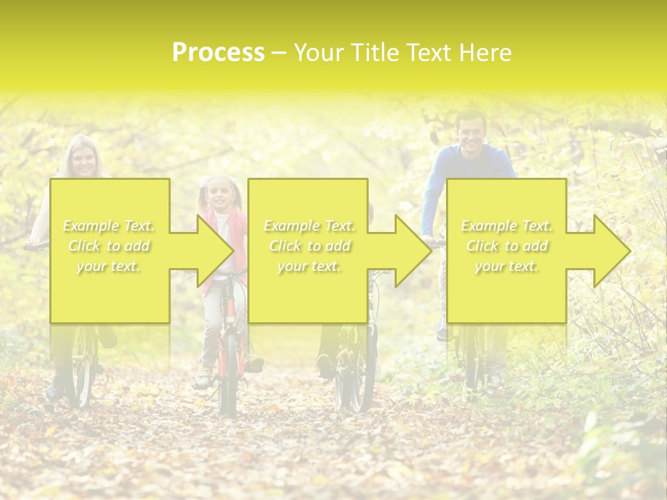 A Family Riding Bikes Through A Wooded Area PowerPoint Template