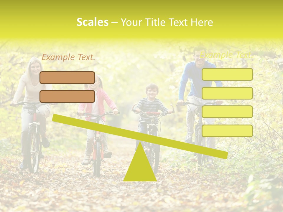 A Family Riding Bikes Through A Wooded Area PowerPoint Template