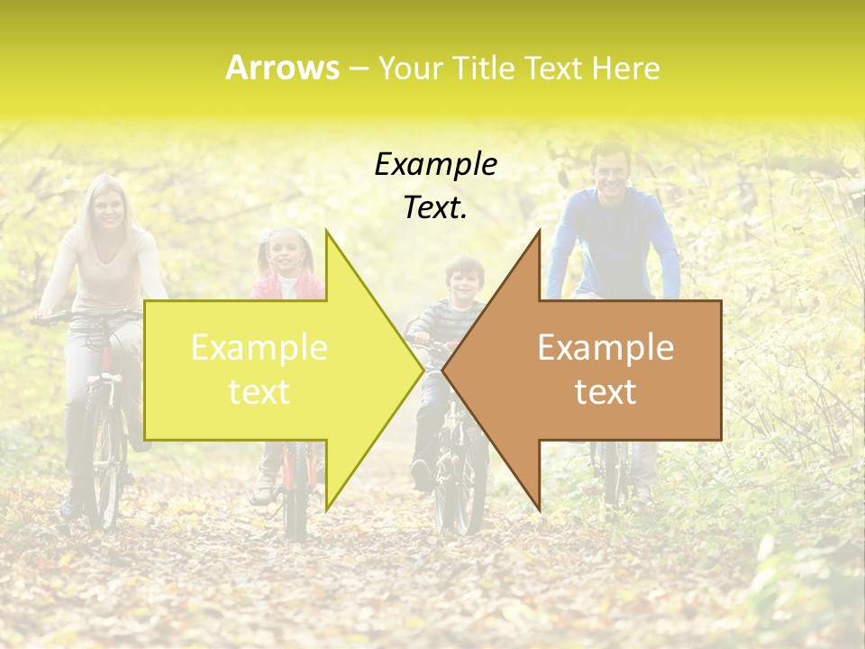 A Family Riding Bikes Through A Wooded Area PowerPoint Template