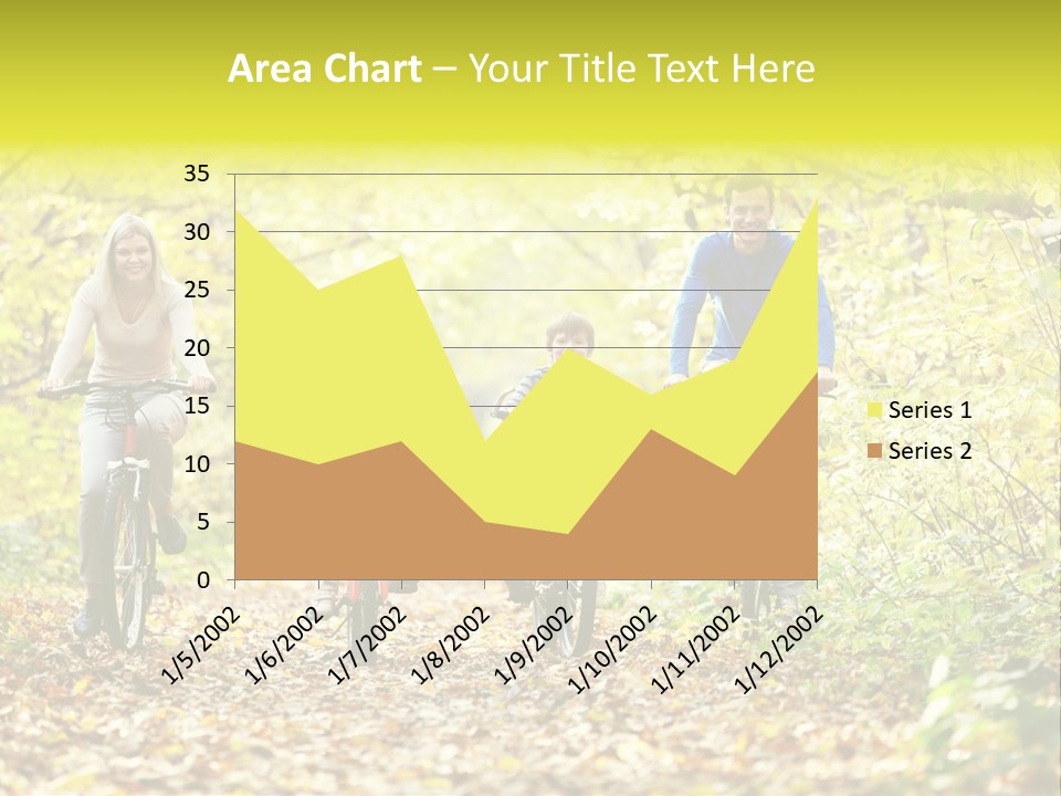 A Family Riding Bikes Through A Wooded Area PowerPoint Template