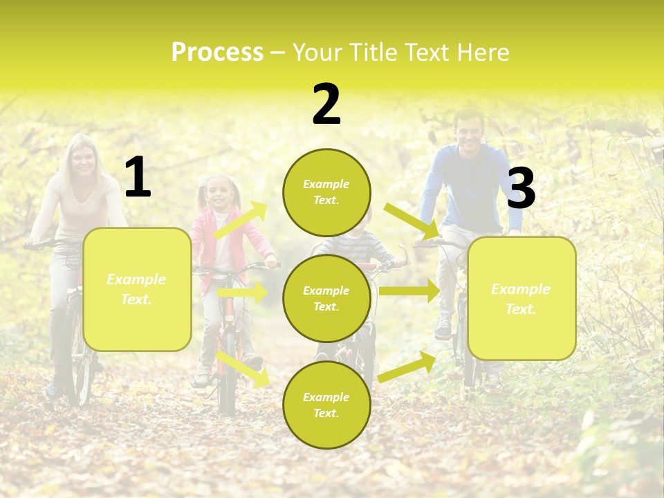 A Family Riding Bikes Through A Wooded Area PowerPoint Template