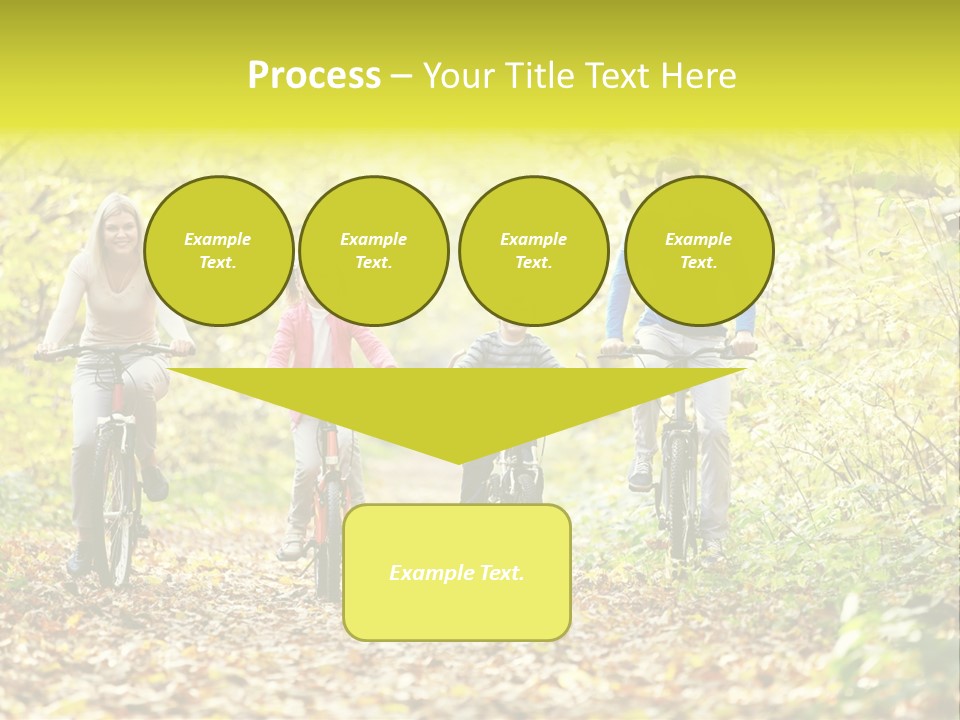 A Family Riding Bikes Through A Wooded Area PowerPoint Template