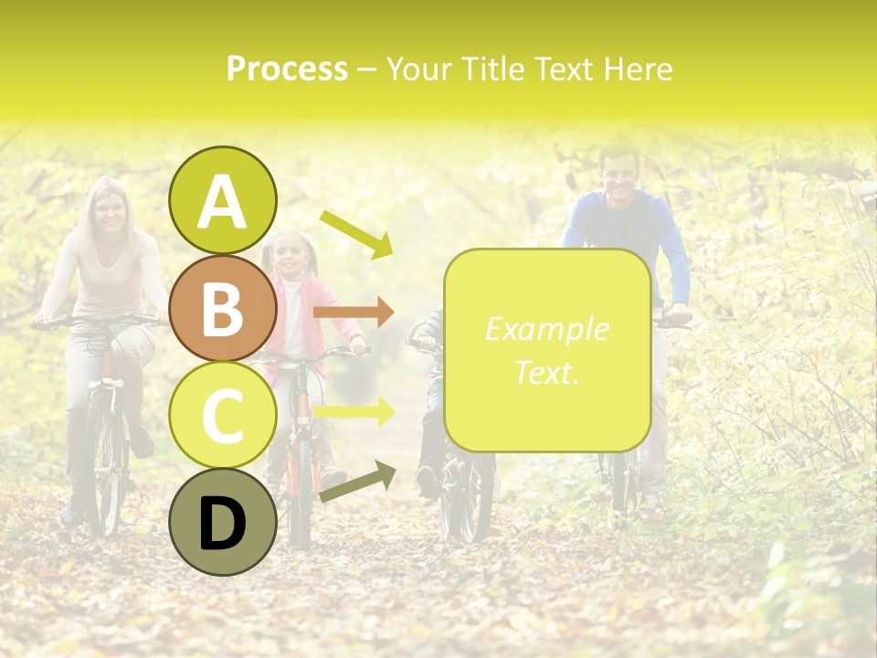 A Family Riding Bikes Through A Wooded Area PowerPoint Template
