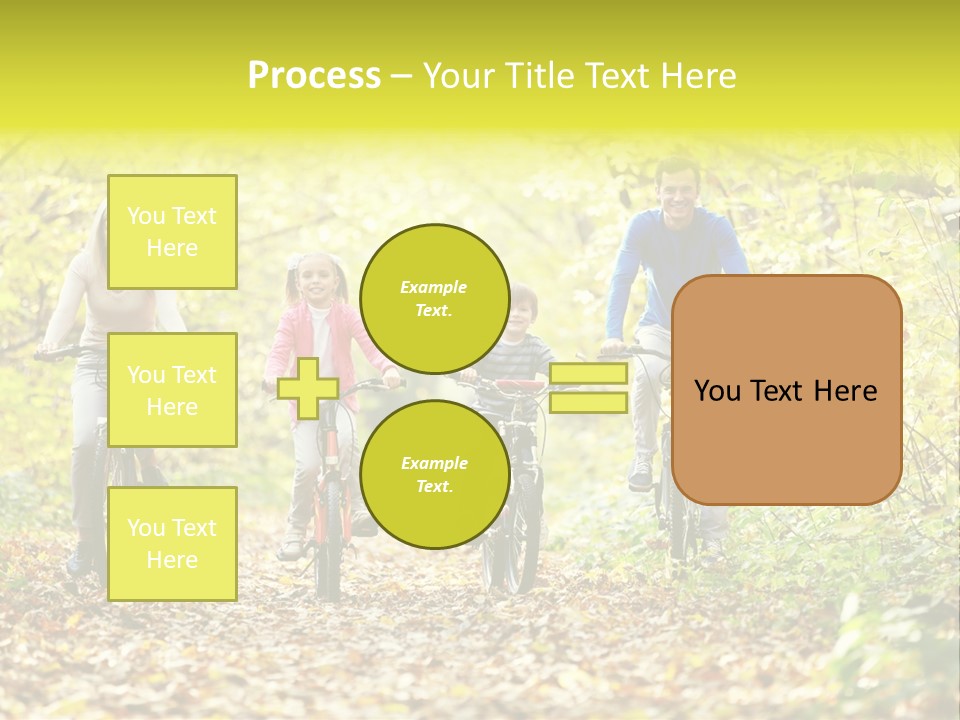 A Family Riding Bikes Through A Wooded Area PowerPoint Template