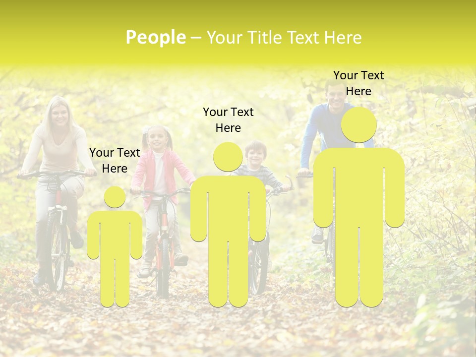 A Family Riding Bikes Through A Wooded Area PowerPoint Template