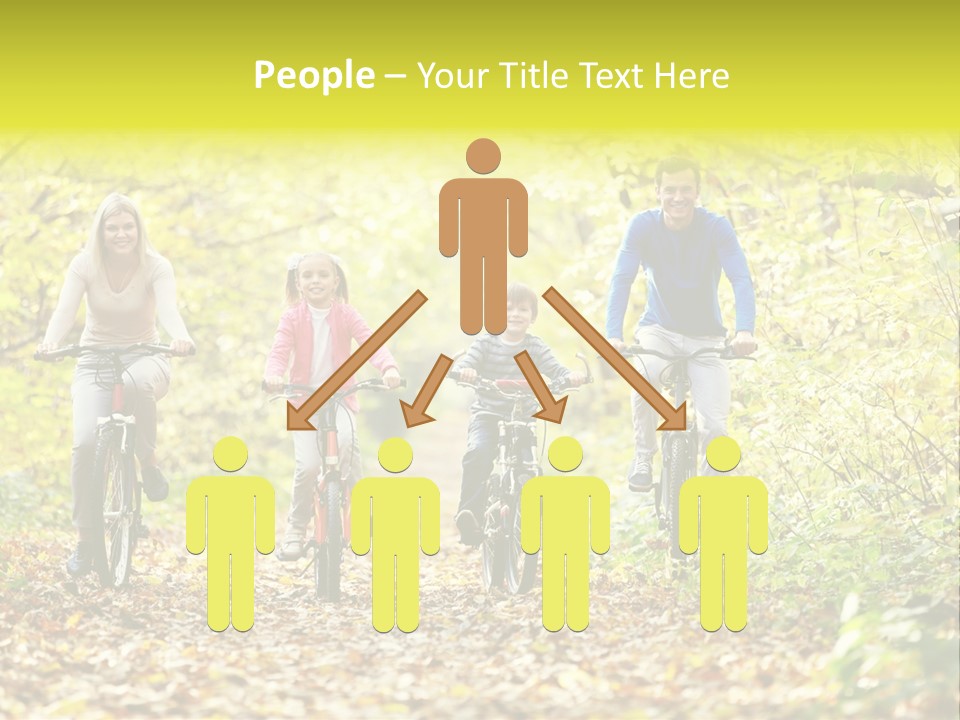 A Family Riding Bikes Through A Wooded Area PowerPoint Template