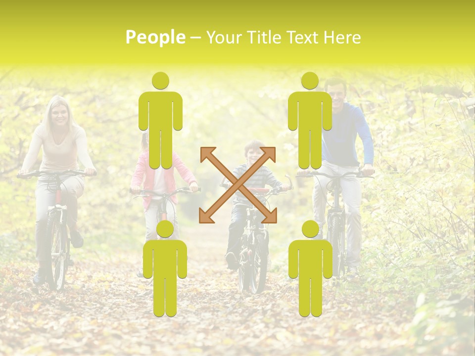 A Family Riding Bikes Through A Wooded Area PowerPoint Template