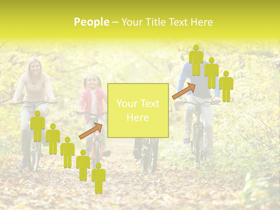 A Family Riding Bikes Through A Wooded Area PowerPoint Template