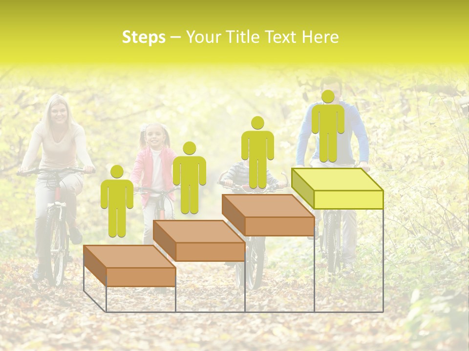 A Family Riding Bikes Through A Wooded Area PowerPoint Template