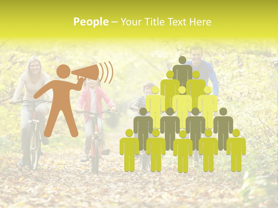 A Family Riding Bikes Through A Wooded Area PowerPoint Template