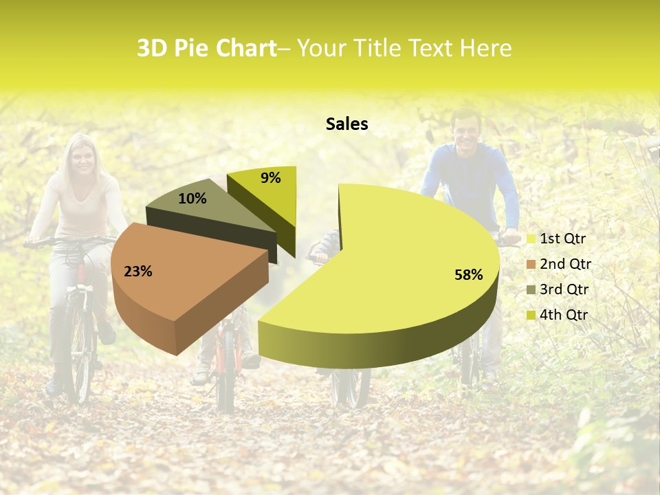 A Family Riding Bikes Through A Wooded Area PowerPoint Template