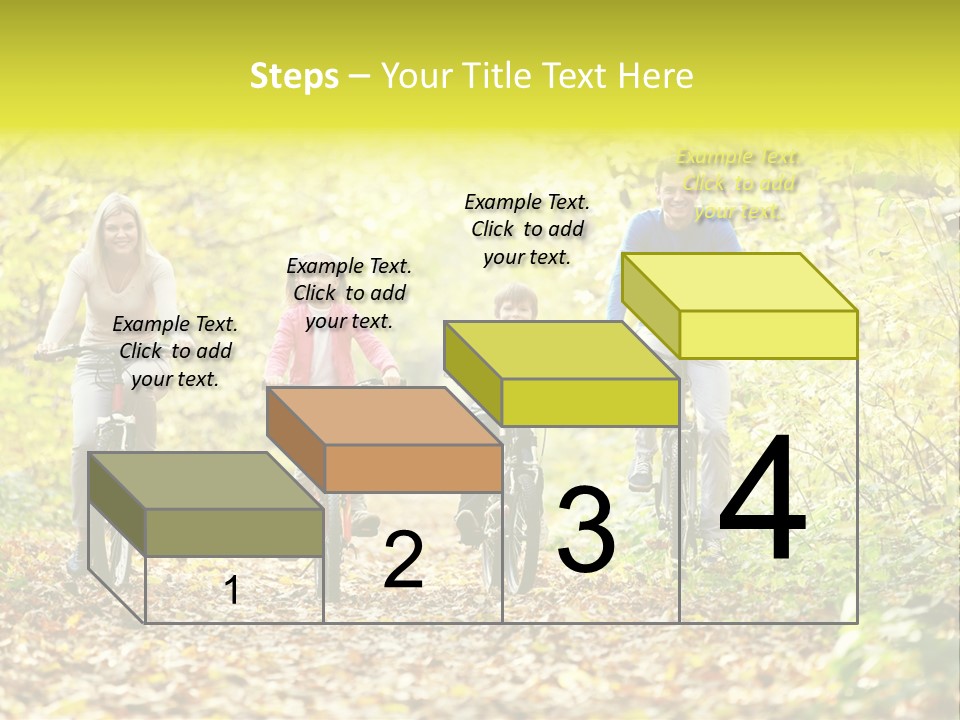A Family Riding Bikes Through A Wooded Area PowerPoint Template