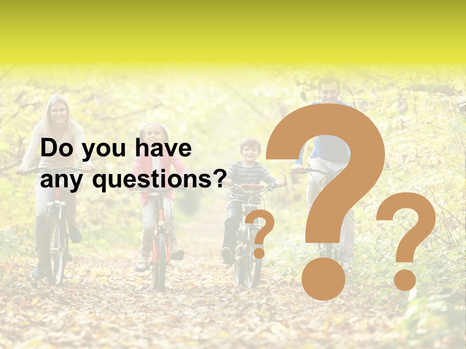 A Family Riding Bikes Through A Wooded Area PowerPoint Template