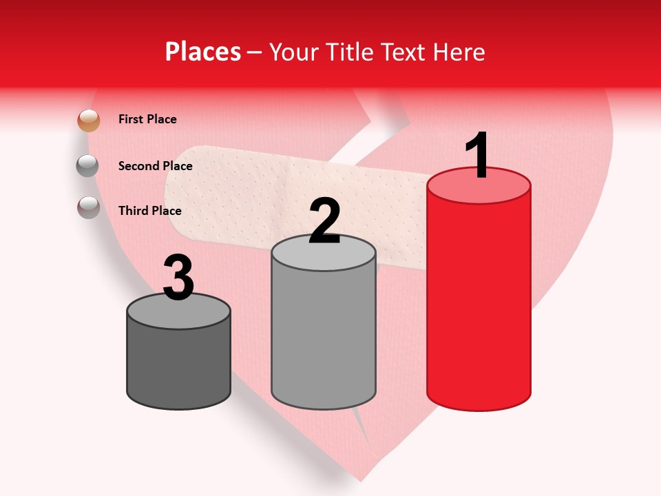 A Broken Heart With A Bandage On It PowerPoint Template