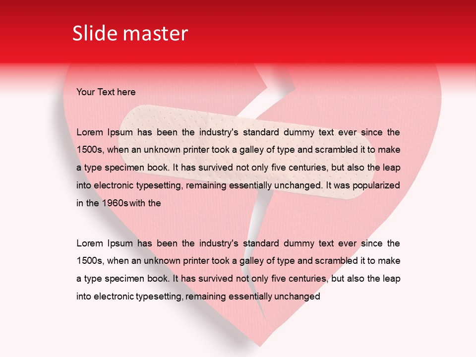 A Broken Heart With A Bandage On It PowerPoint Template