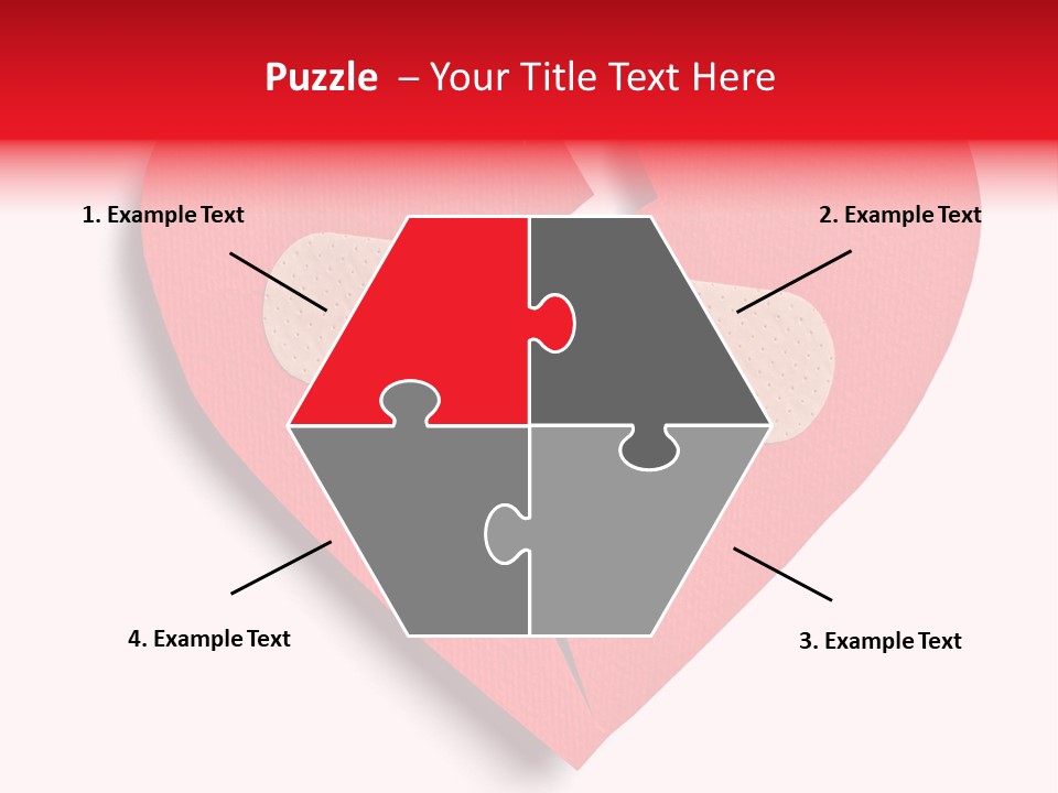 A Broken Heart With A Bandage On It PowerPoint Template