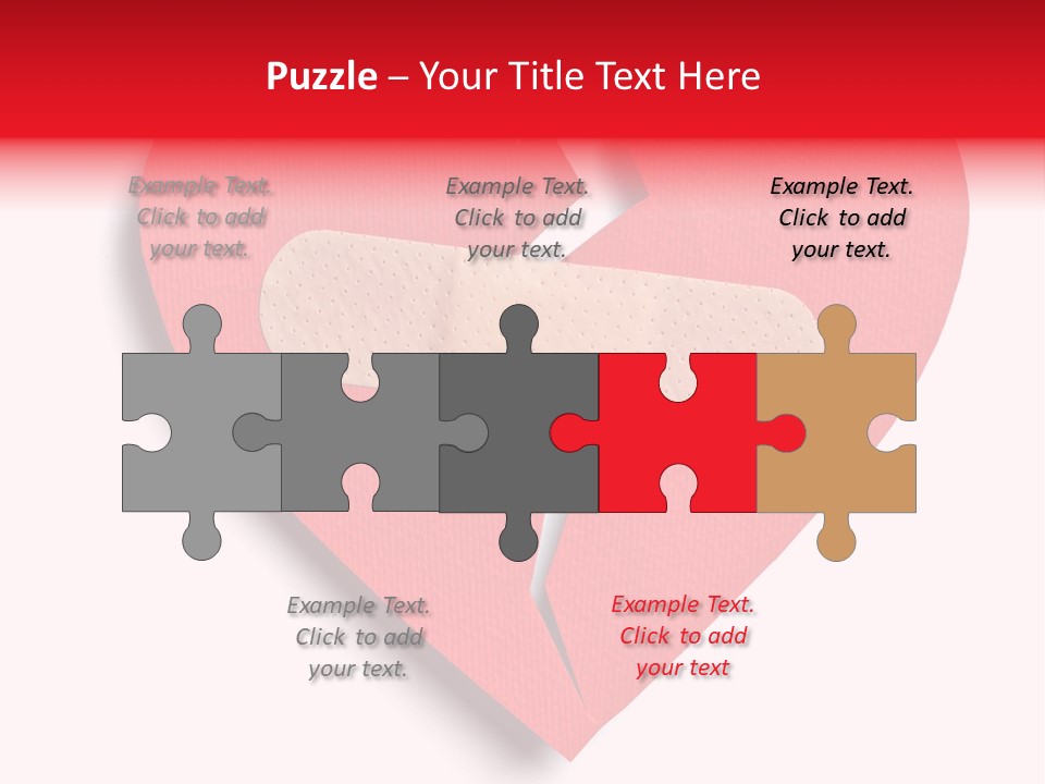 A Broken Heart With A Bandage On It PowerPoint Template
