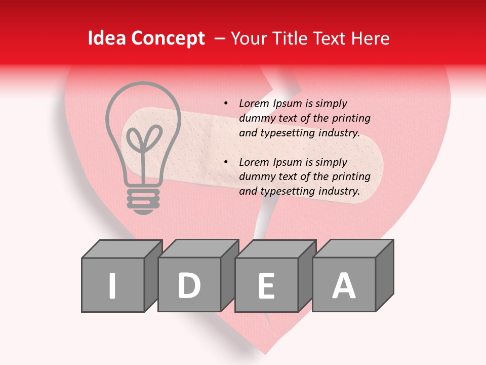 A Broken Heart With A Bandage On It PowerPoint Template