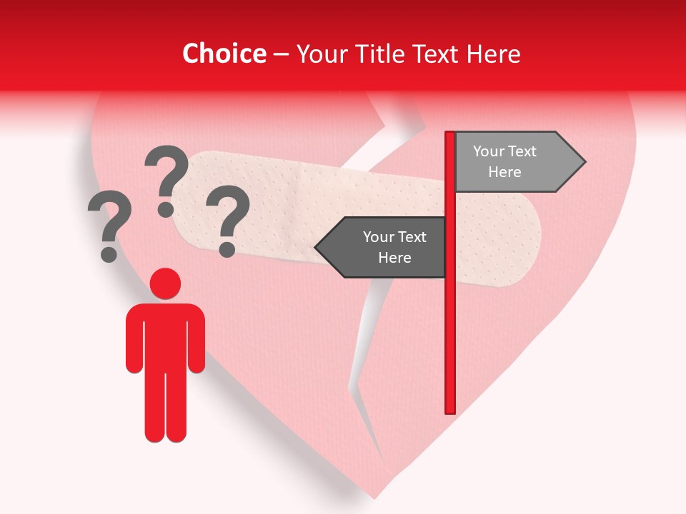 A Broken Heart With A Bandage On It PowerPoint Template