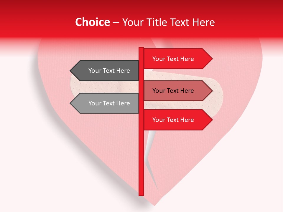 A Broken Heart With A Bandage On It PowerPoint Template