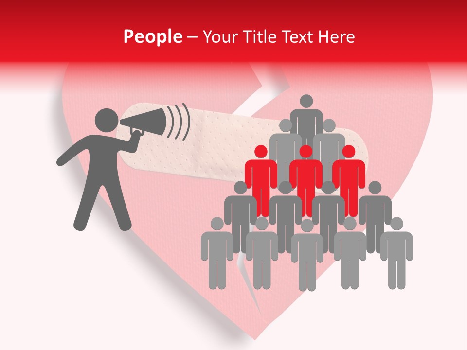A Broken Heart With A Bandage On It PowerPoint Template