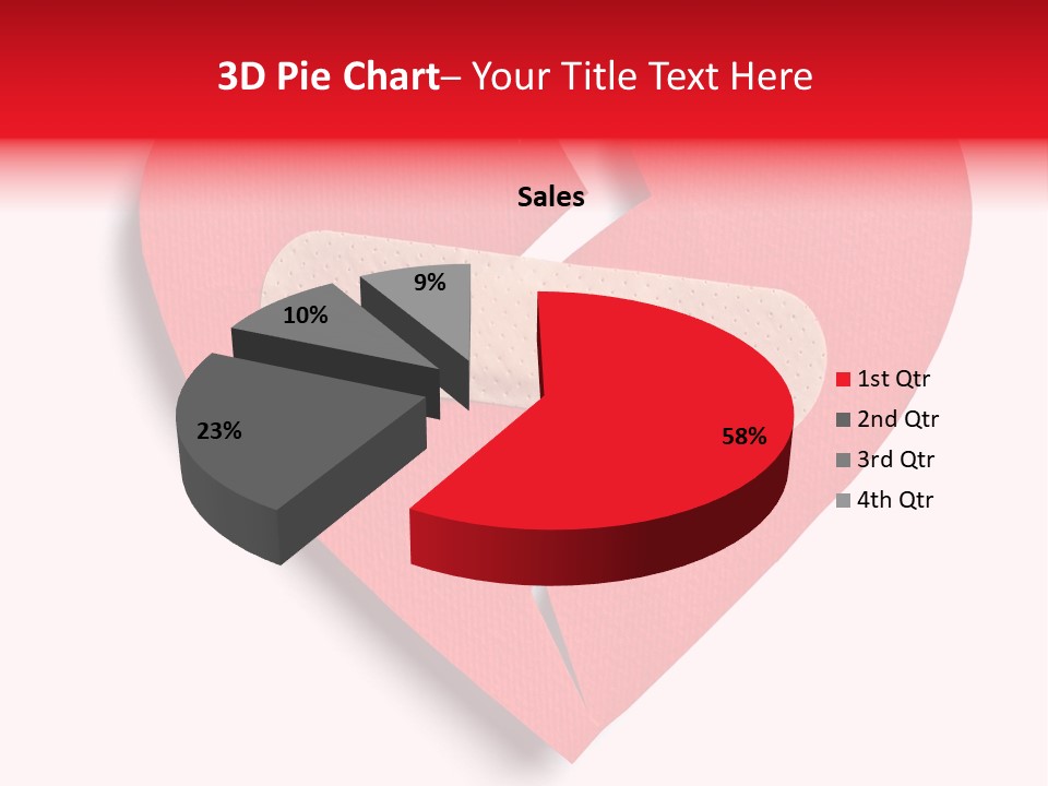 A Broken Heart With A Bandage On It PowerPoint Template