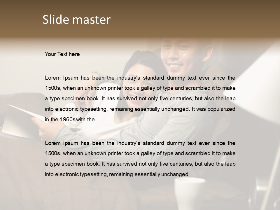 A Man And A Woman Sitting On A Couch PowerPoint Template