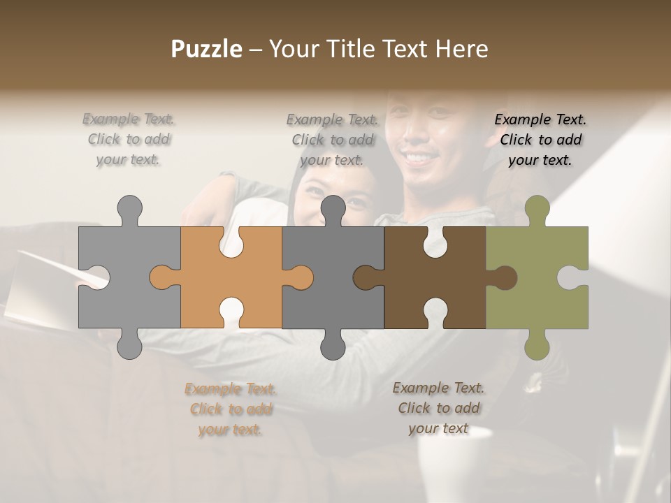 A Man And A Woman Sitting On A Couch PowerPoint Template