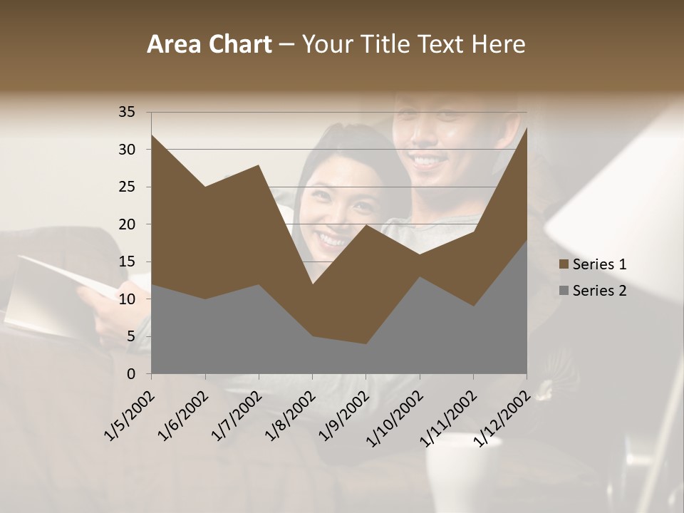 A Man And A Woman Sitting On A Couch PowerPoint Template