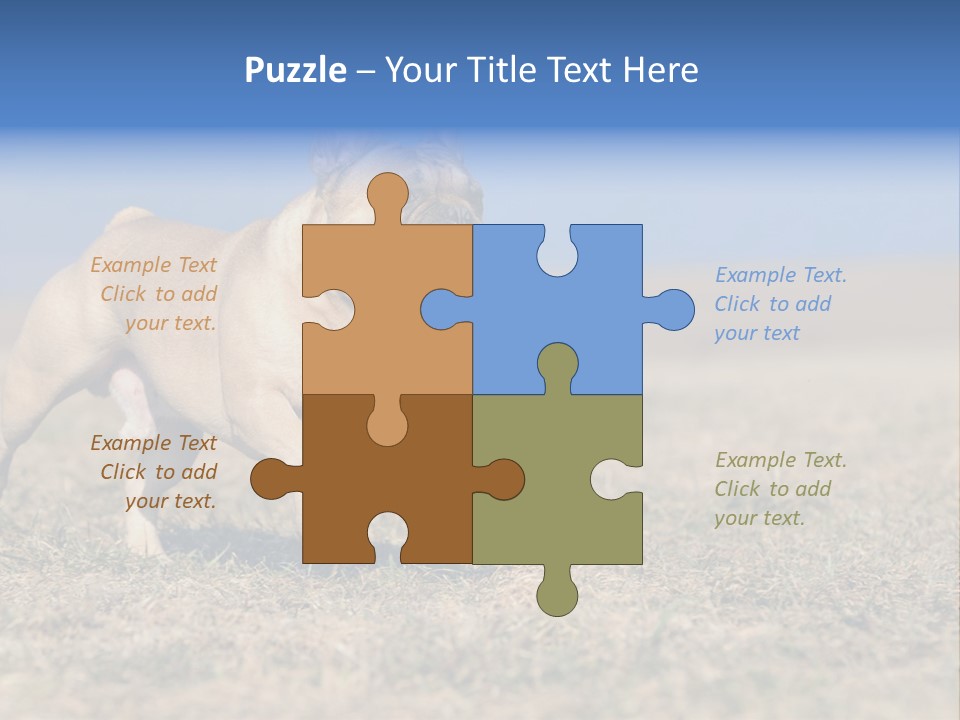 A Brown Dog Running Across A Field With A Blue Sign PowerPoint Template